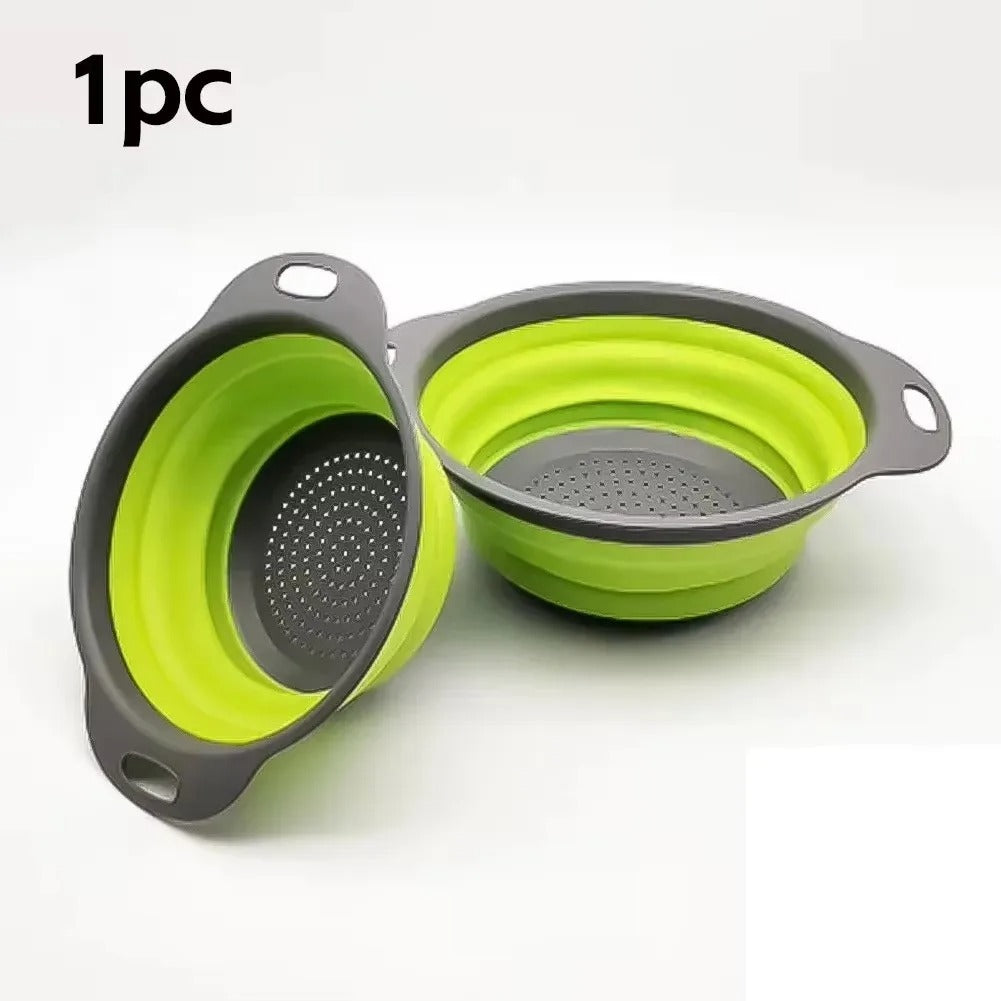 Collapsible Silicone Drain Basket – Foldable Strainer for Fruits & Vegetables