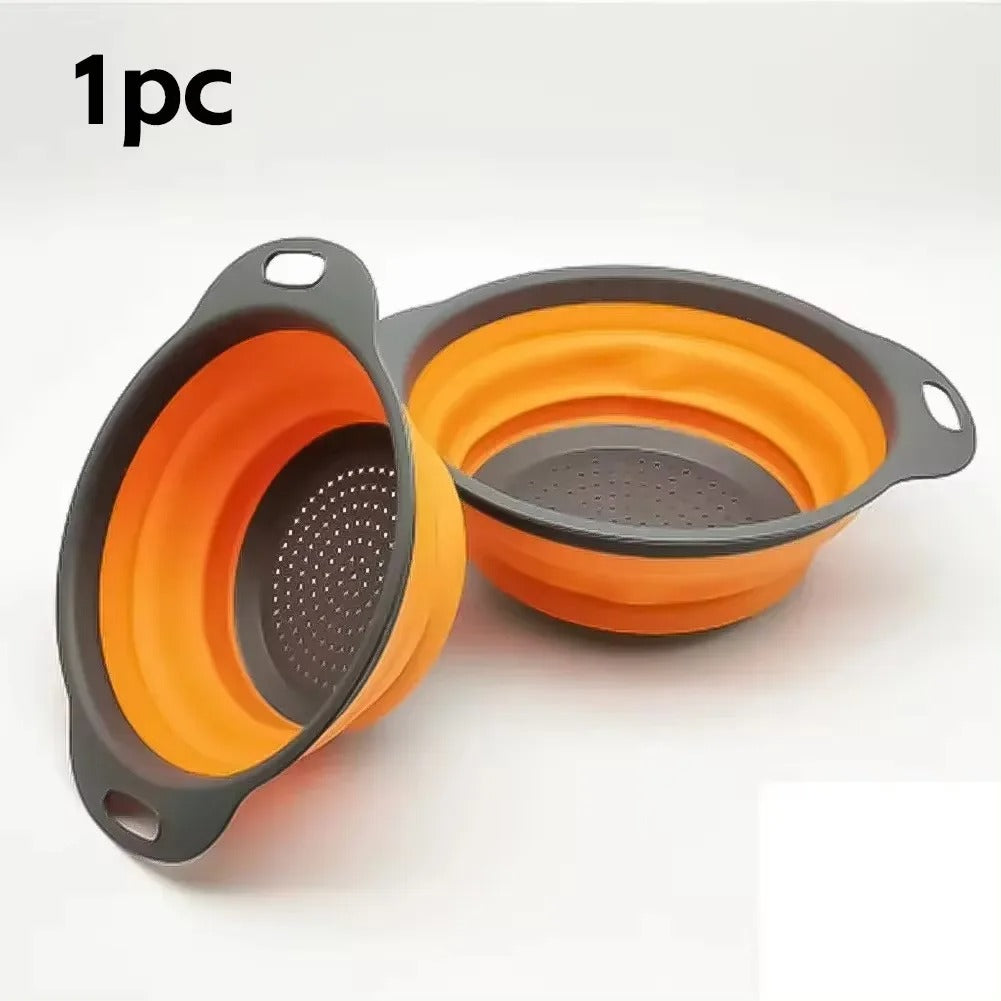 Collapsible Silicone Drain Basket – Foldable Strainer for Fruits & Vegetables