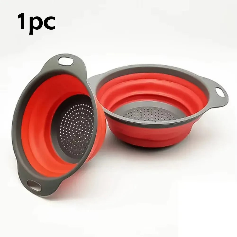 Collapsible Silicone Drain Basket – Foldable Strainer for Fruits & Vegetables