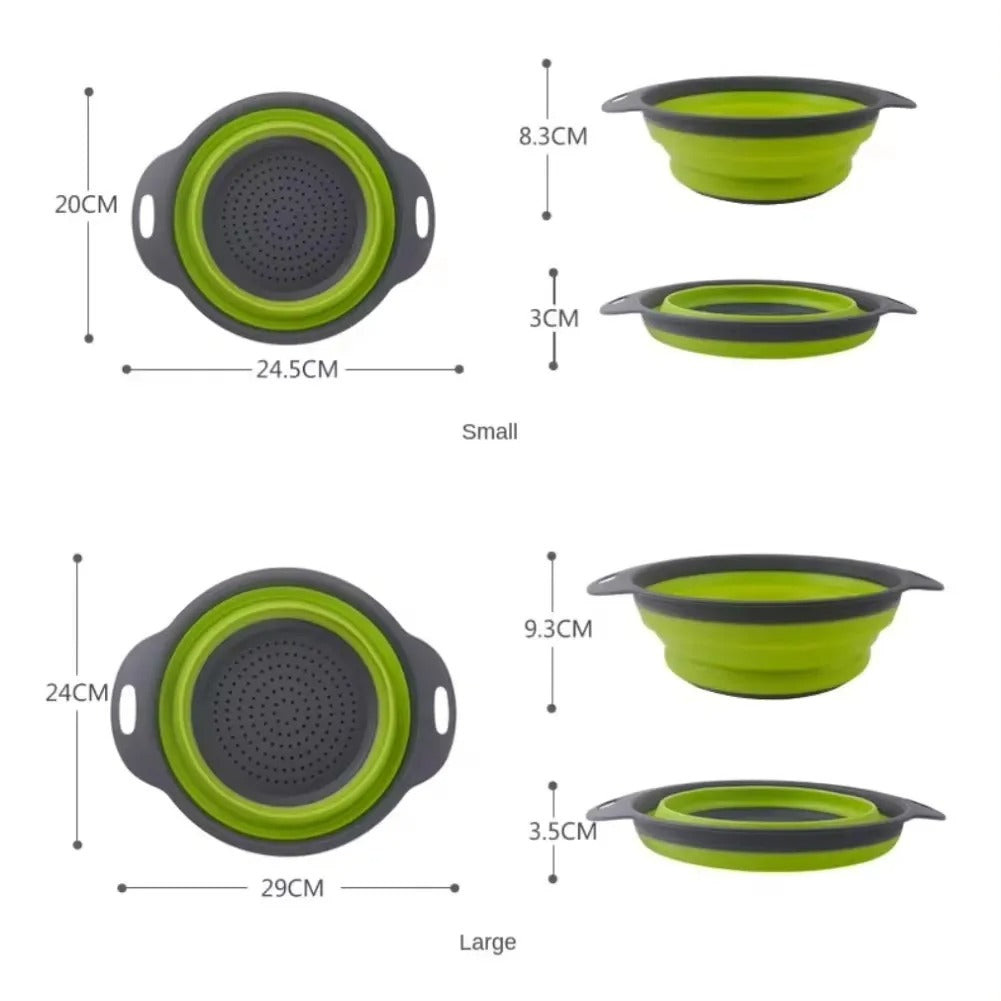 Collapsible Silicone Drain Basket – Foldable Strainer for Fruits & Vegetables