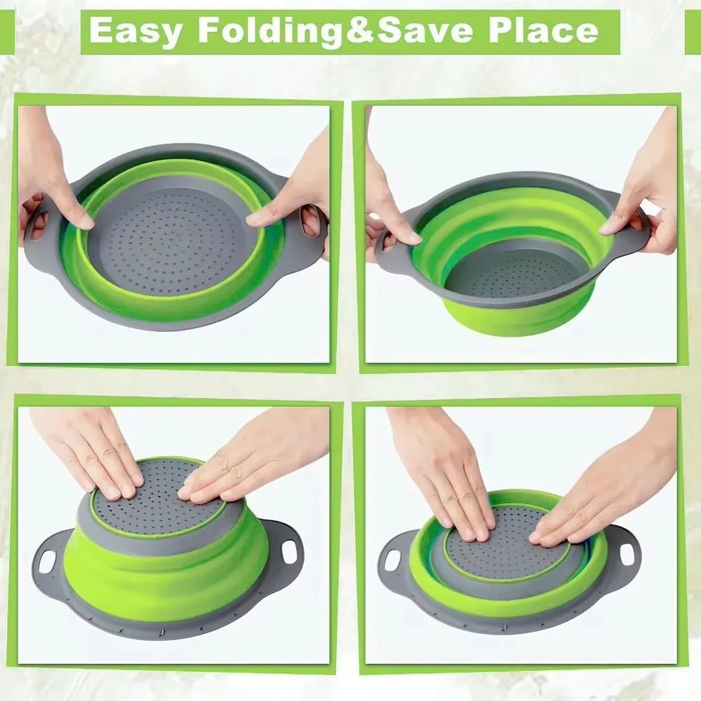 Collapsible Silicone Drain Basket – Foldable Strainer for Fruits & Vegetables