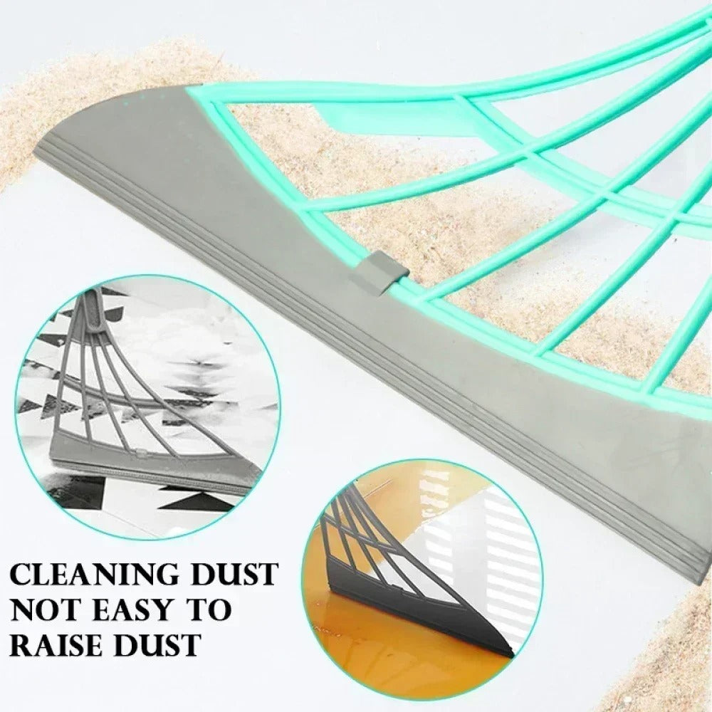 Magic broom in action cleaning dust and liquid efficiently without raising dust.