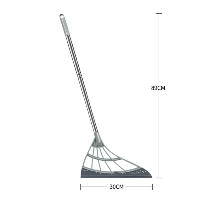 Magic broom size chart showcasing an 89cm height and 30cm wide broom head in gray.