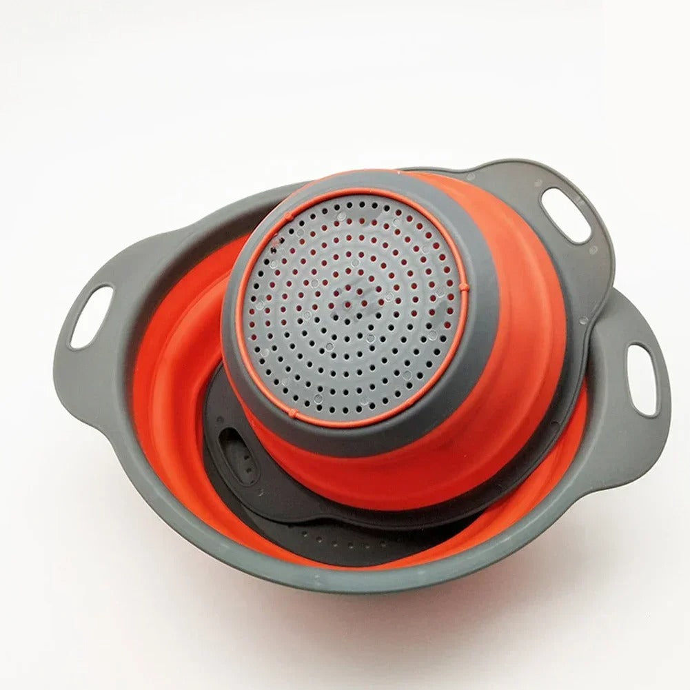 Collapsible Silicone Drain Basket – Foldable Strainer for Fruits & Vegetables