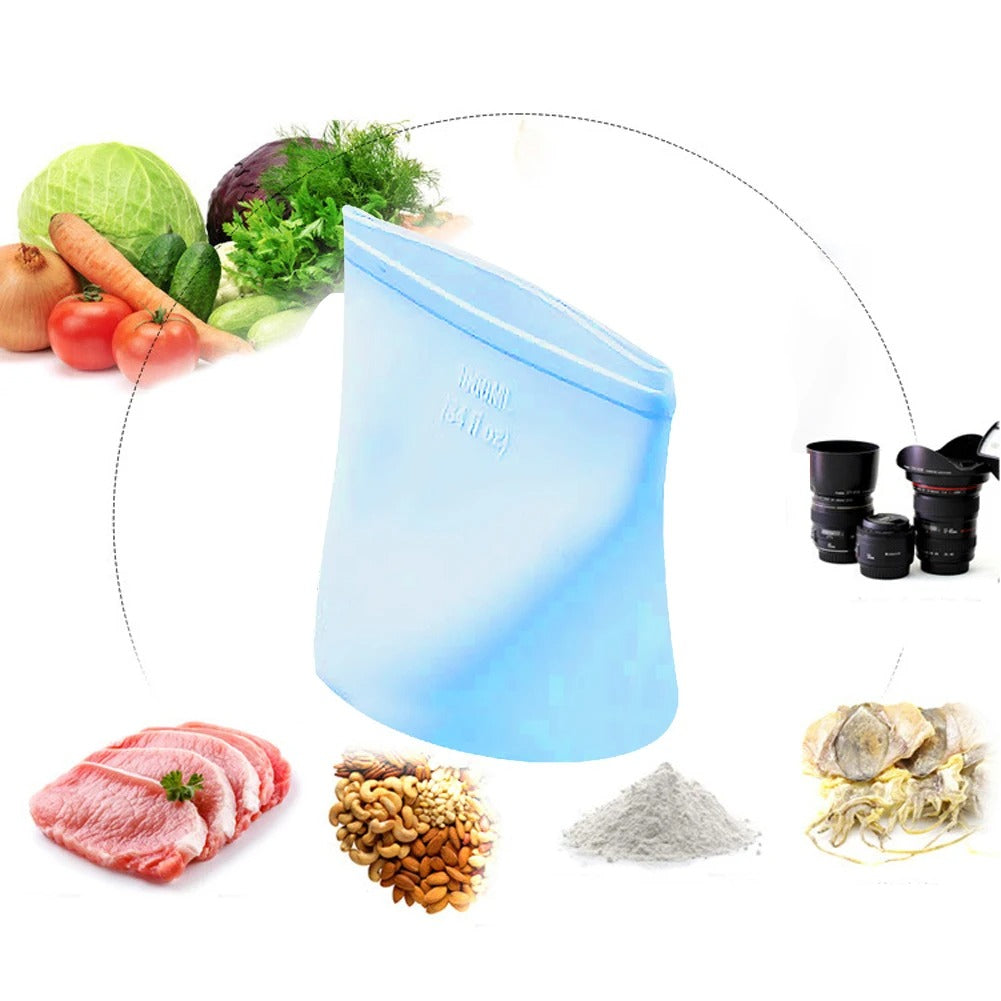 Silicone food bag used for vegetables, meat, nuts, powder, and more