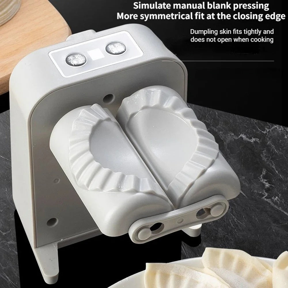 Close-up of dumpling press mold showing symmetrical folding and tightly sealed dumpling edges