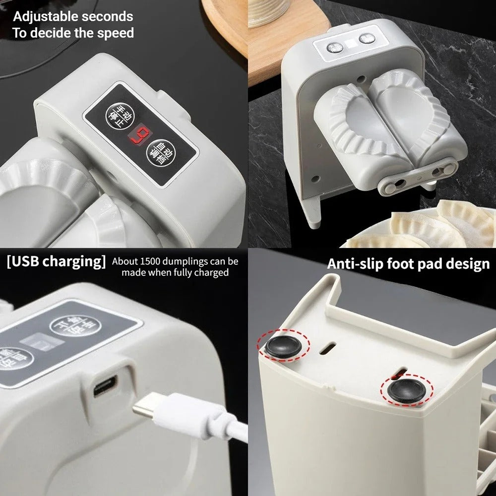 USB rechargeable automatic dumpling maker with anti-slip foot pads and high-capacity use