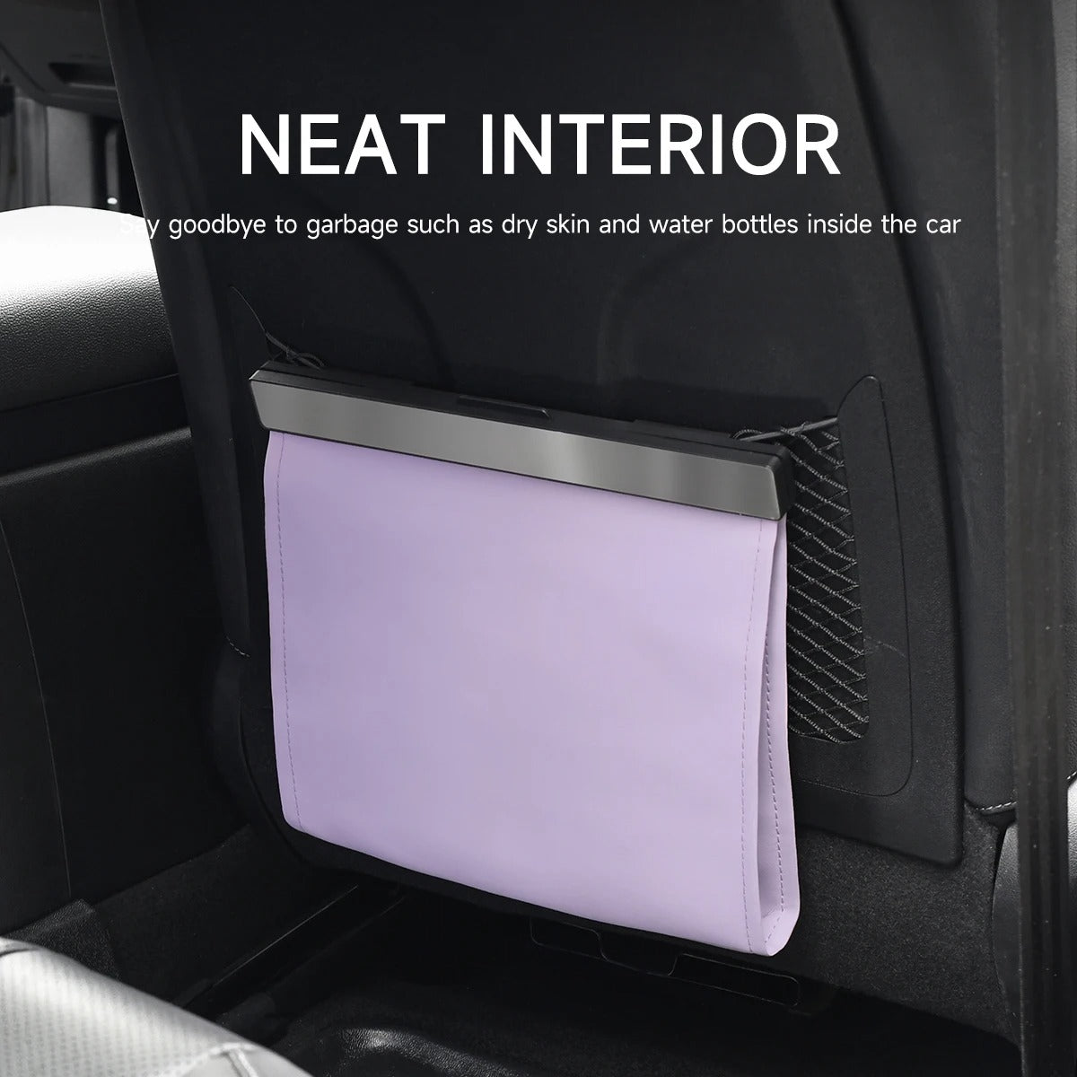 Magnetic Car Trash Bag with LED Light – Waterproof, Leak-Proof Leather Hanging Garbage Bin