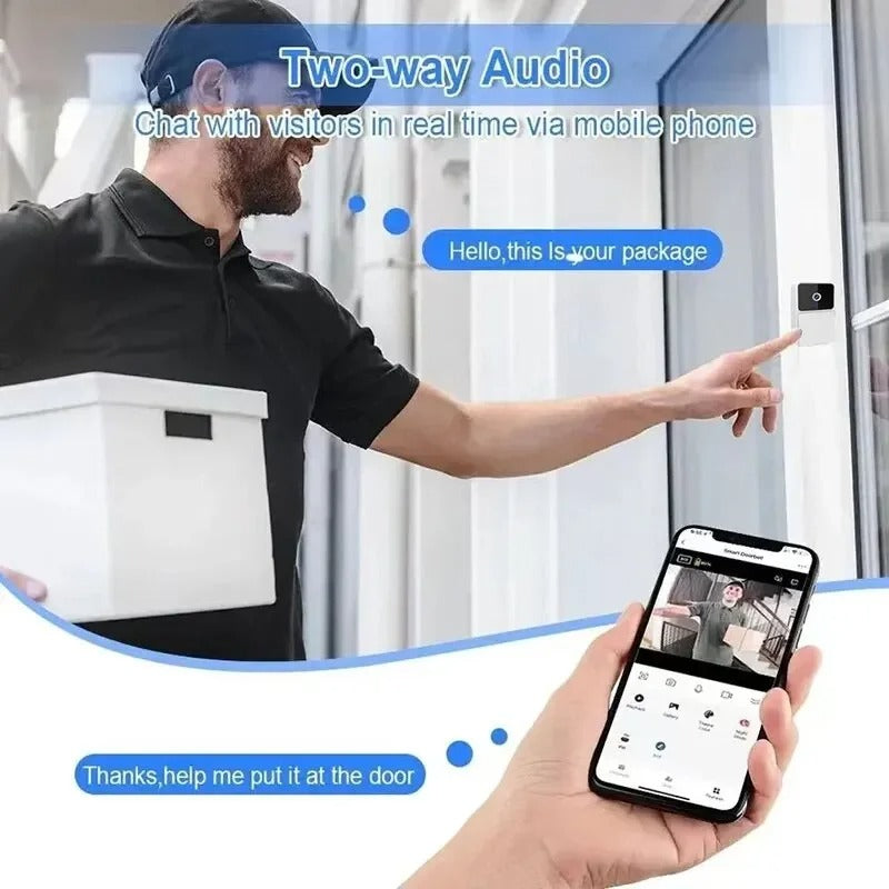 Two-way audio video doorbell with real-time visitor communication