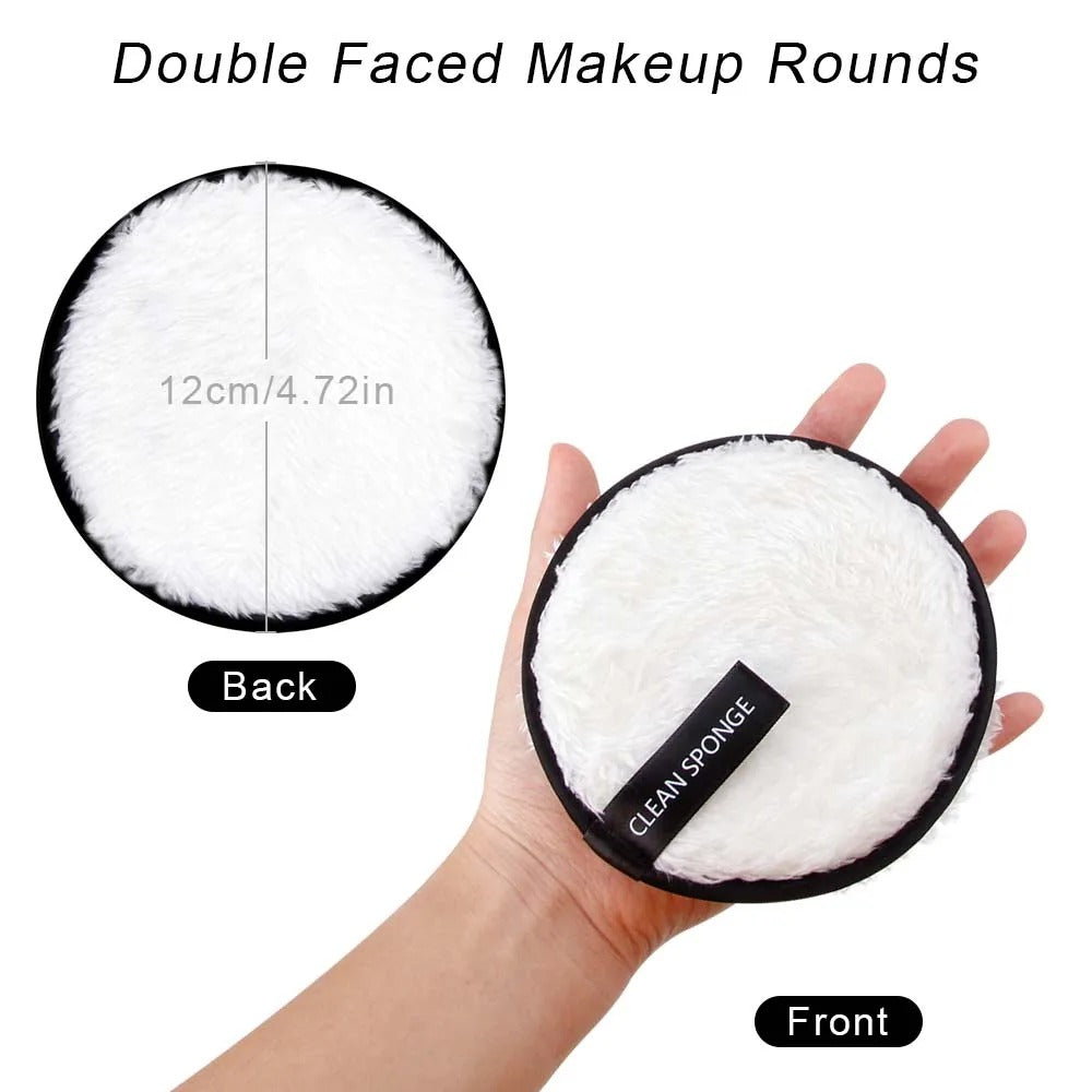 Double-sided reusable makeup remover pad showing front and back.