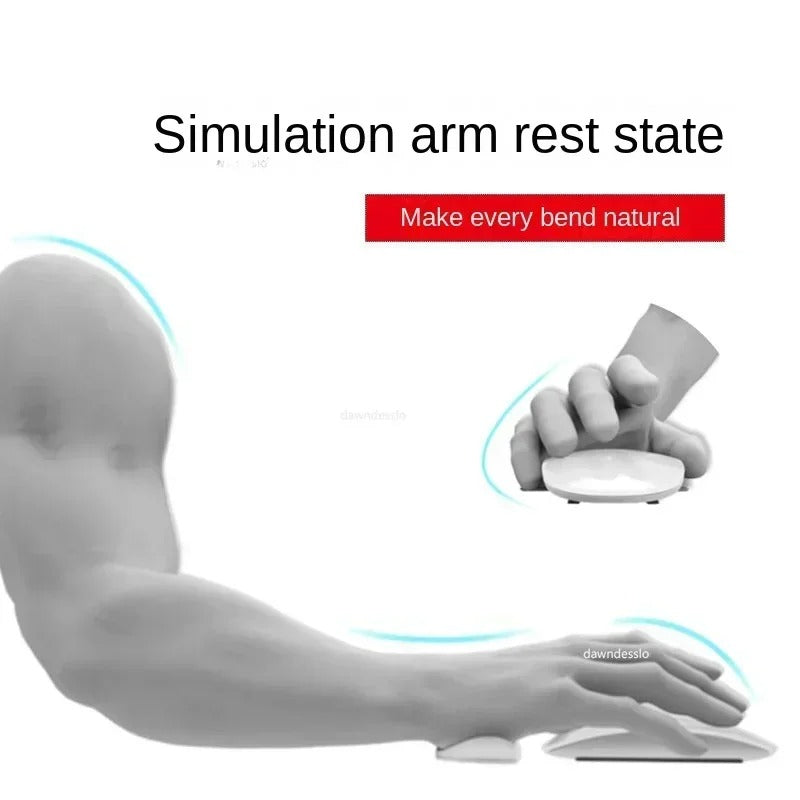 Diagram demonstrating the natural arm resting position provided by the ergonomic mouse pad.