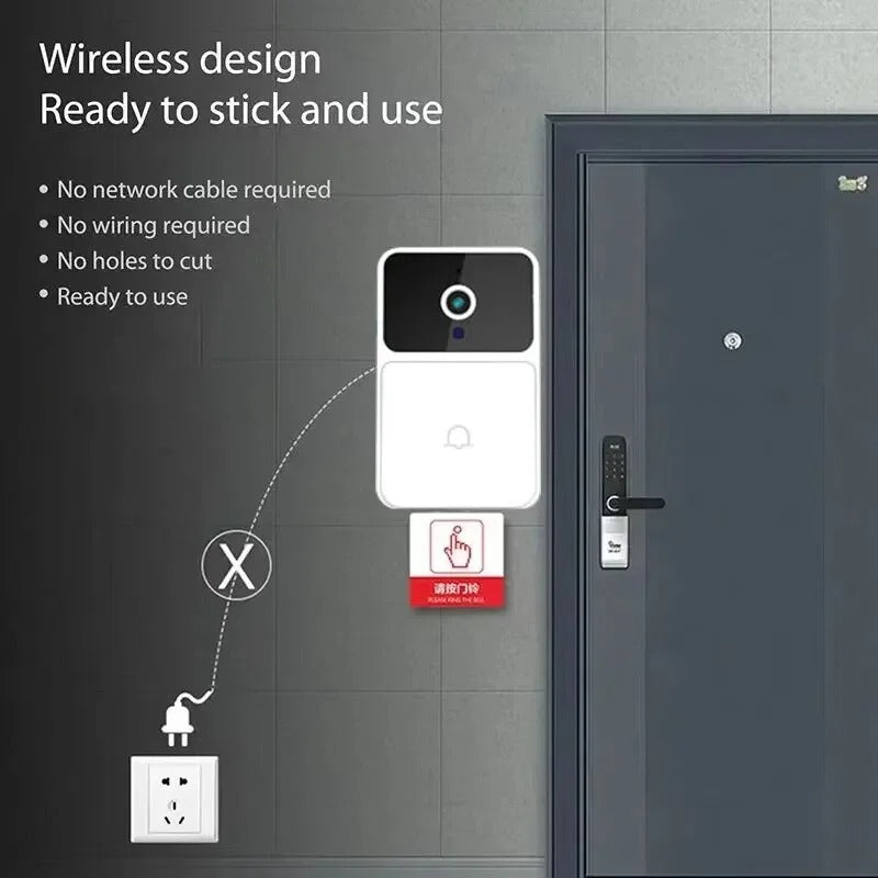 Wireless video doorbell for home security with motion detection and night vision