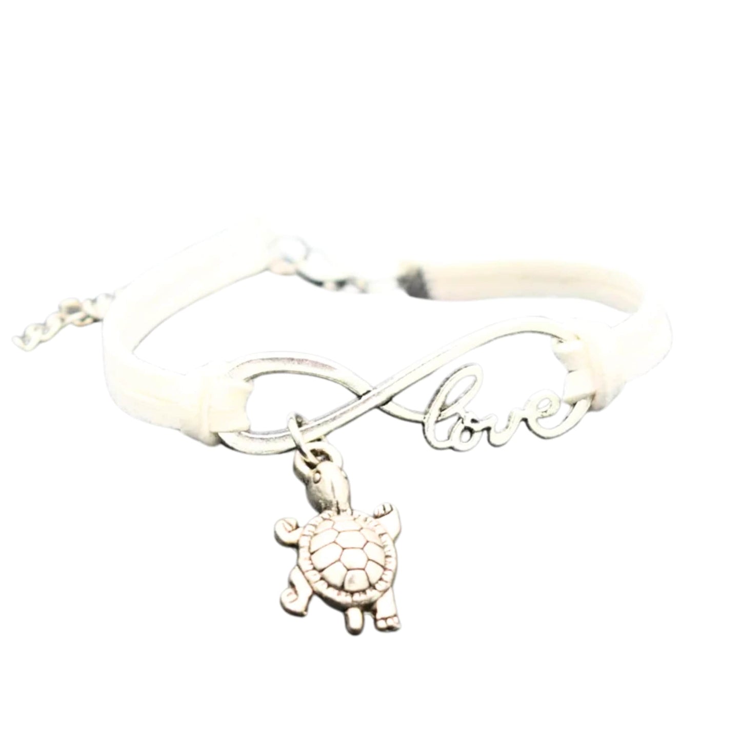 Infinite Love Turtle Bracelet in White - Elegant Sea Turtle Jewelry