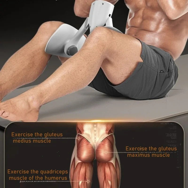 Man demonstrating pelvic floor and glute training with Digital Kegel Trainer