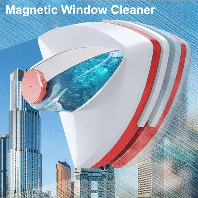 Magnetic Window Cleaner in use on high-rise window providing streak-free cleaning
