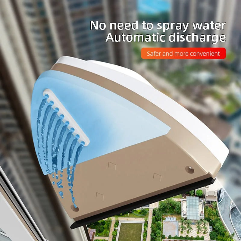 Magnetic Window Cleaner showing automatic water discharge feature for easier cleaning
