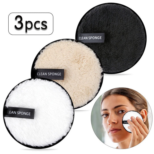 3-piece set of reusable makeup remover pads for all skin types.