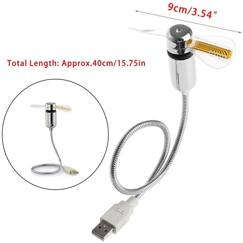 Programmable USB LED message fan with 9cm blades and 40cm flexible gooseneck
