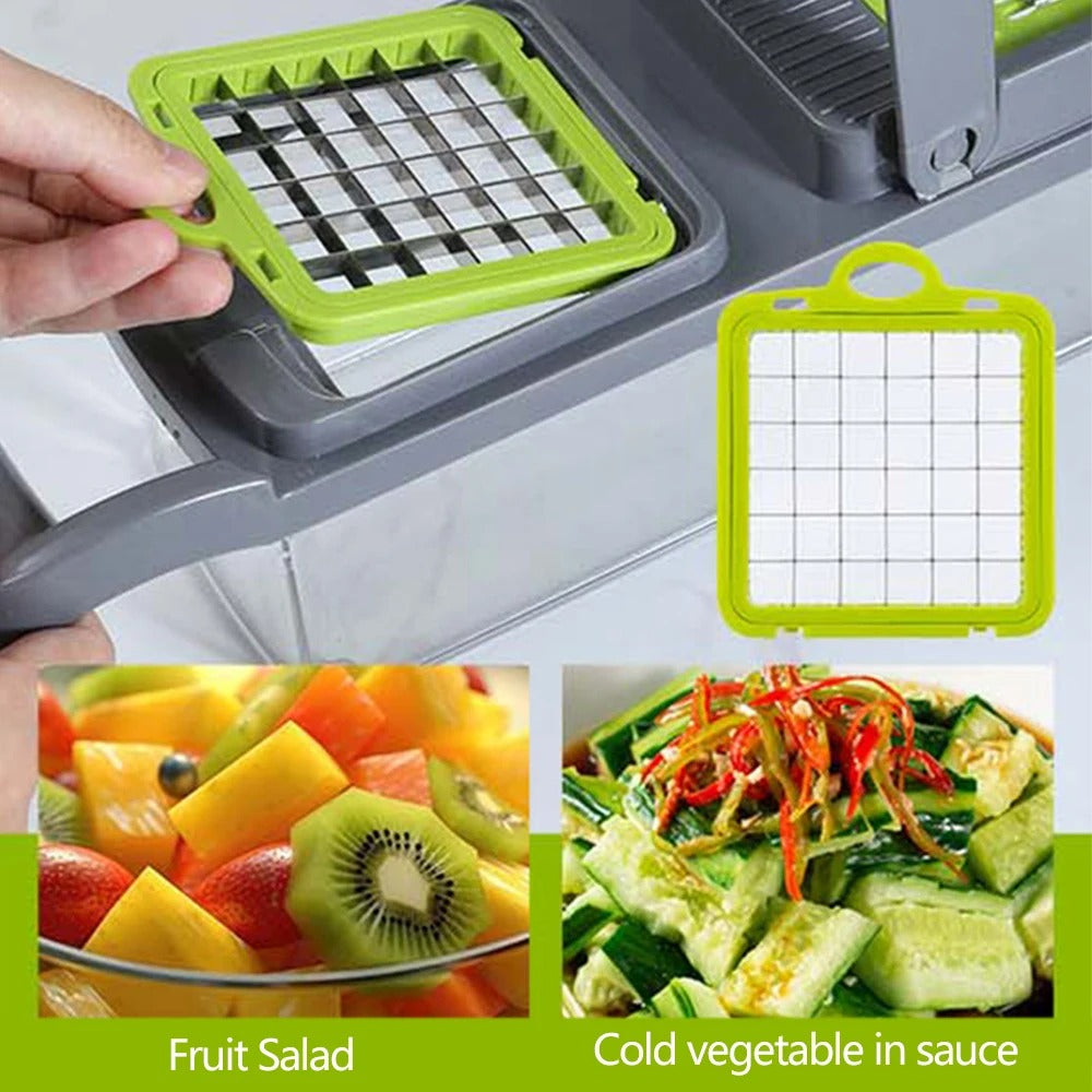 Interchangeable vegetable chopper dicing blade, perfect for preparing fruit salads and vegetable dishes.