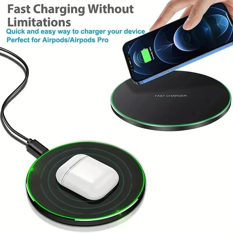 Fast Charging Wireless Charger Pad for iPhone, Samsung, and AirPods