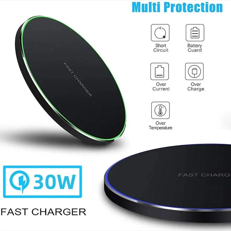 30W Fast Wireless Charger with Multi-Protection Features Against Overcharge and Overheating