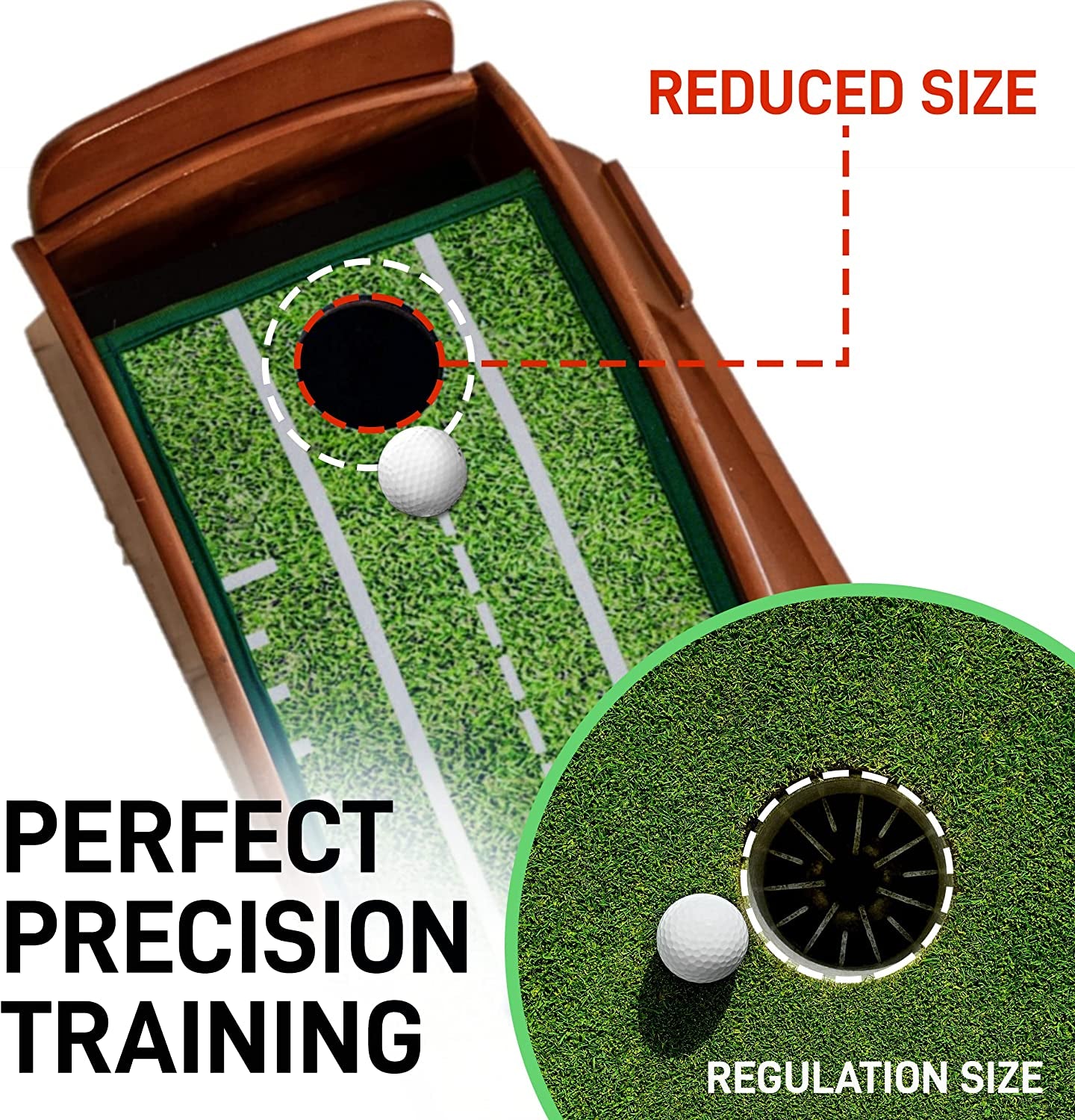 PERFECT PRACTICE Putting Mat - Indoor Golf Putting Green with 1/2 Hole Training for Mini Games & Practicing at Home or in the Office - Gifts for Golfers - Golf Accessories for Men